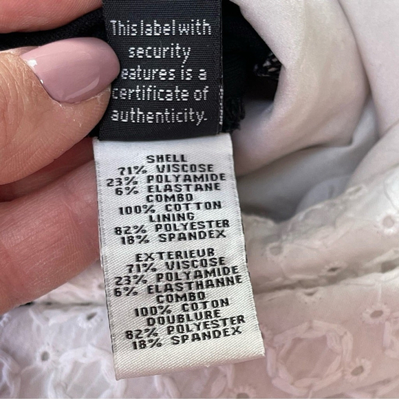 DIANE von FURSTENBERG DVF Fitted Dress White Eyelet Front Black Knit Back Sz 4 - Picture 14 of 16